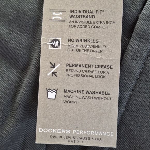 NWT Dockers Signature Khaki D1 Slim Fit Flat Front Dress Pants 36 x 34 Dark Gray - Picture 10 of 14